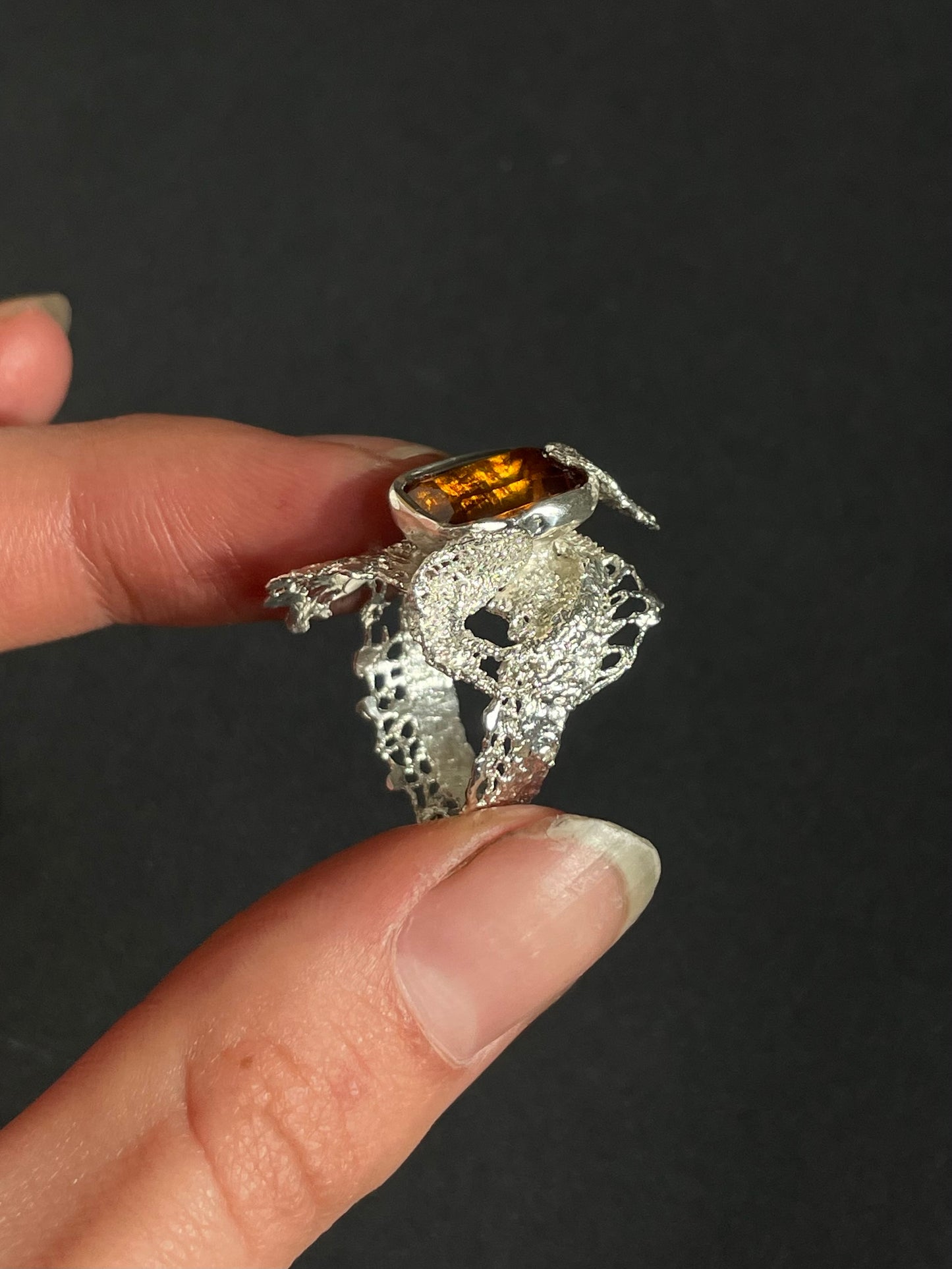 Citrine lace ring