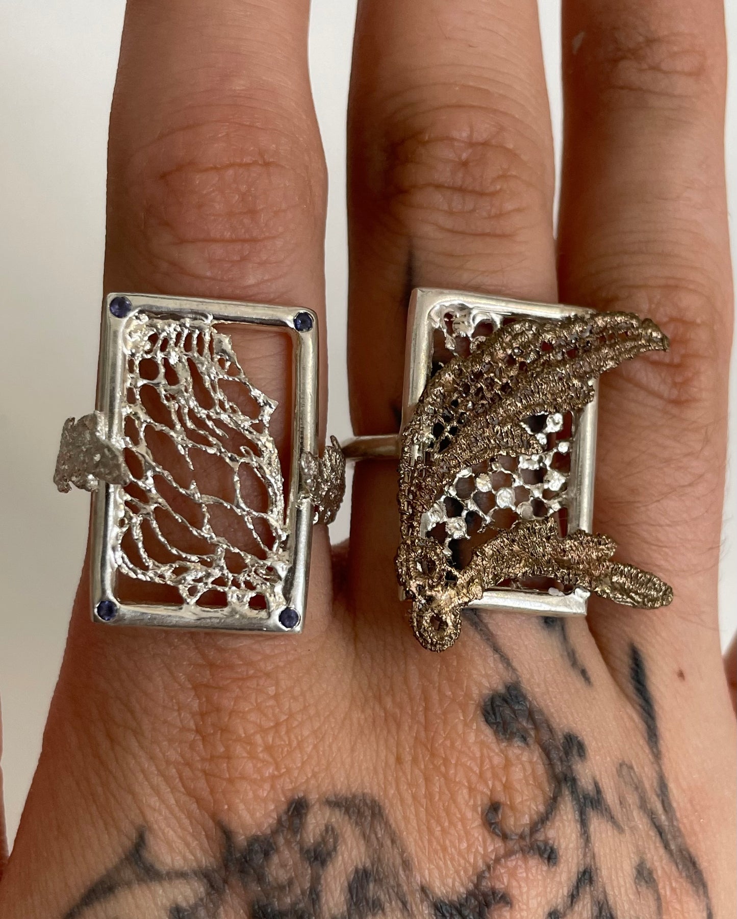 Squared lace rings