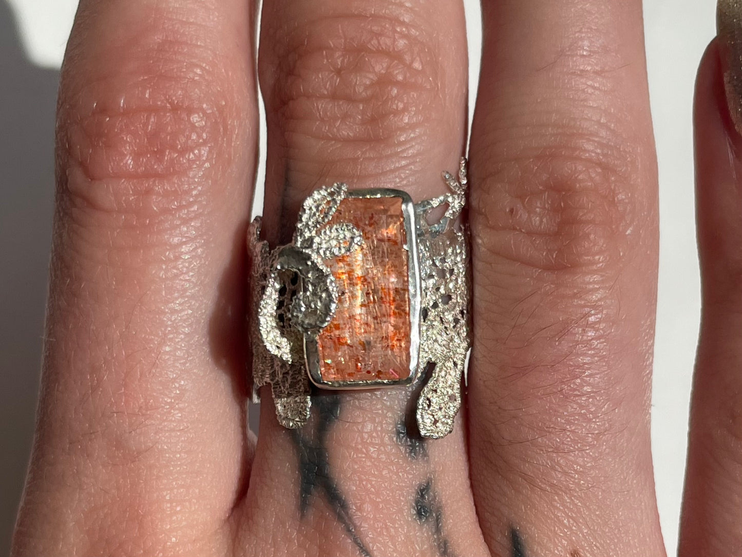 Sunstone lace ring