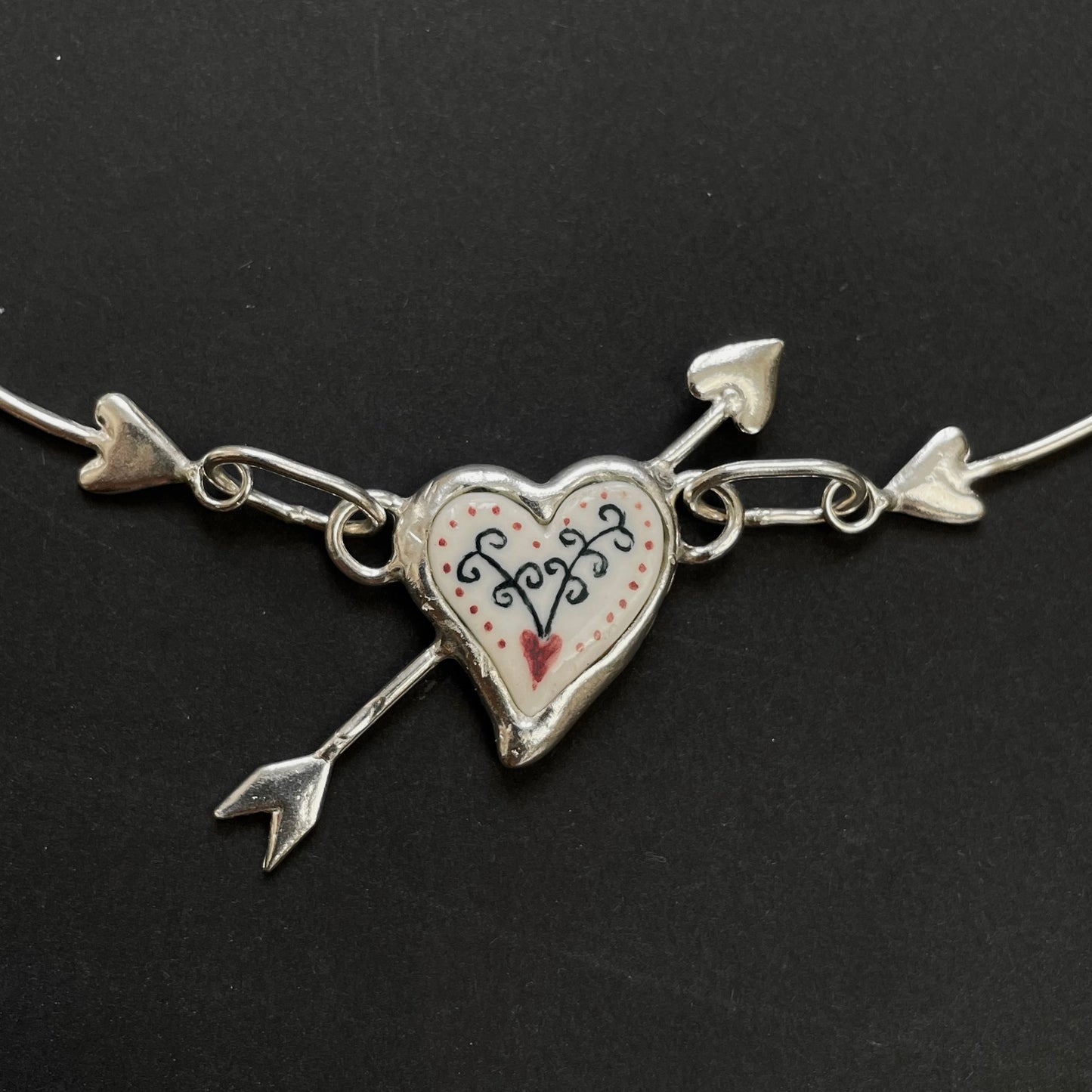 Pink and green arrow necklace