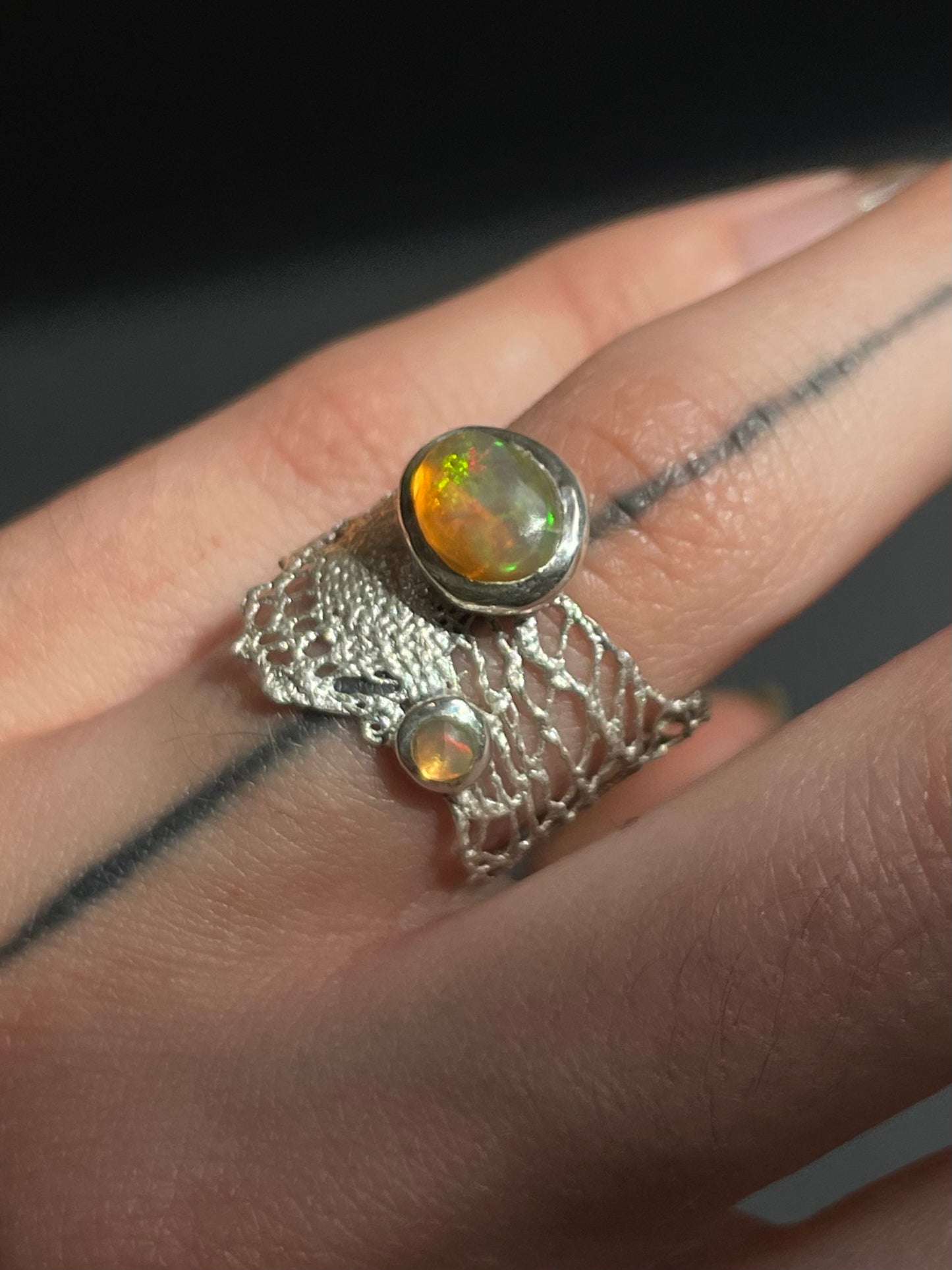 2 opals lace rings