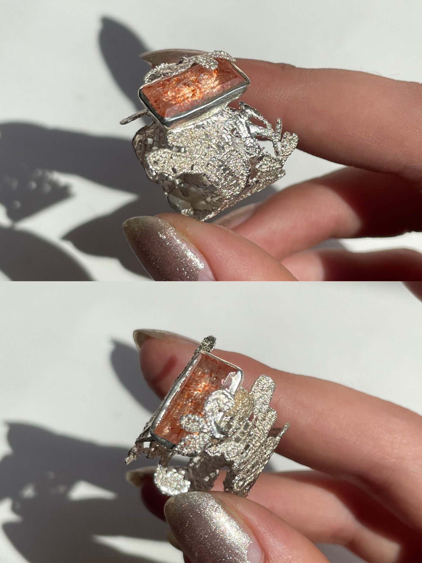 Sunstone lace ring