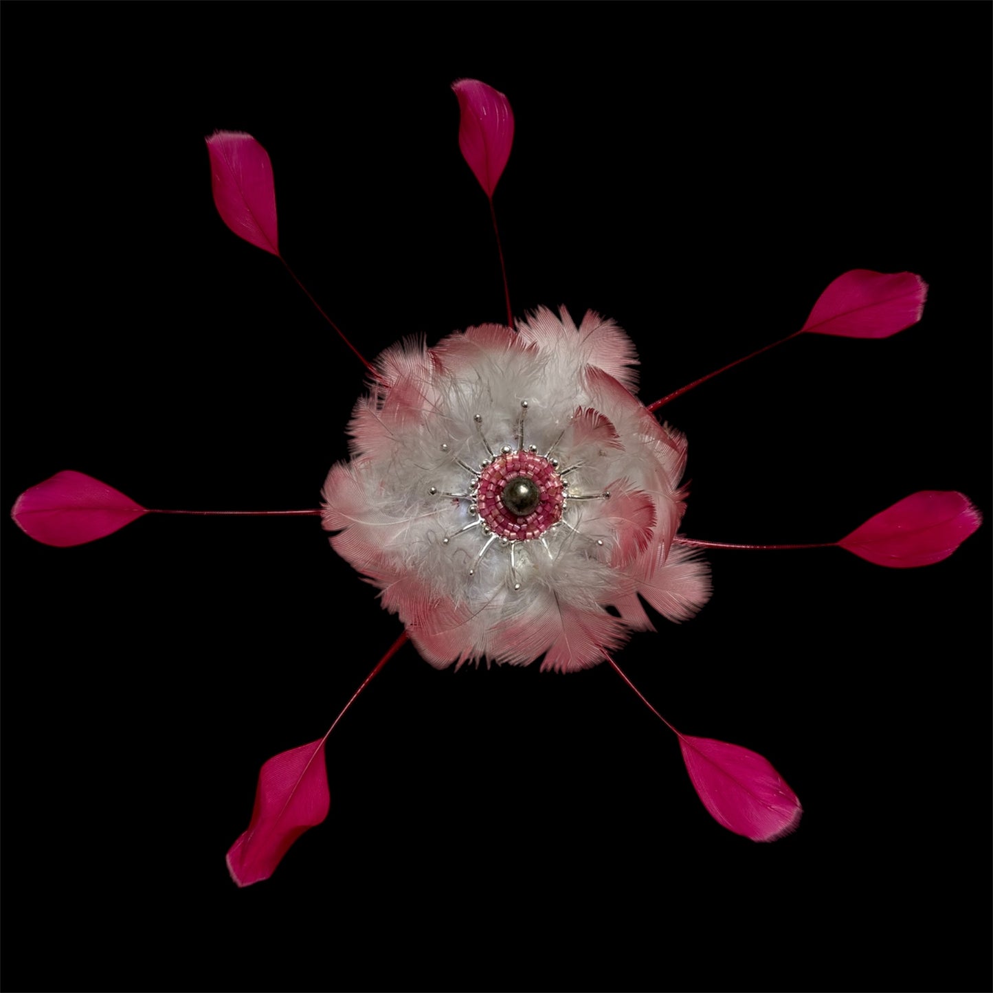 Pink feathers brooch