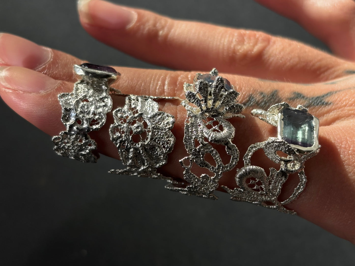 Fluorite lace ring 1