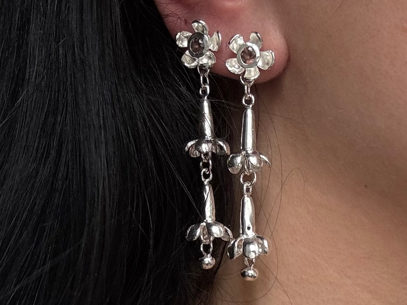 Black orchid earrings