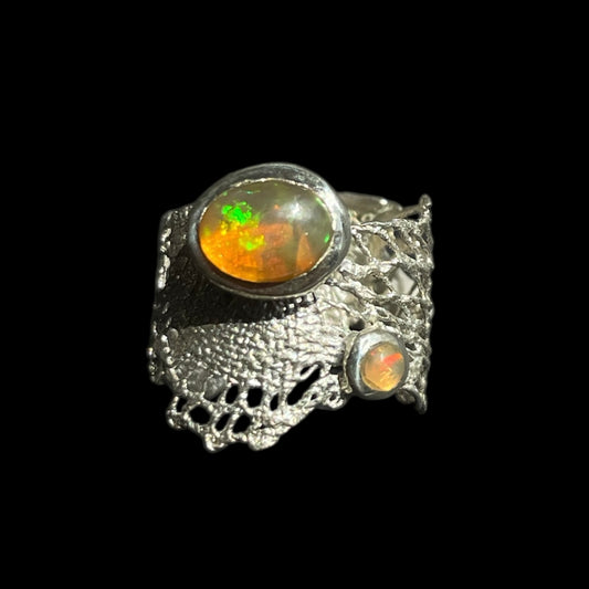 2 opals lace rings
