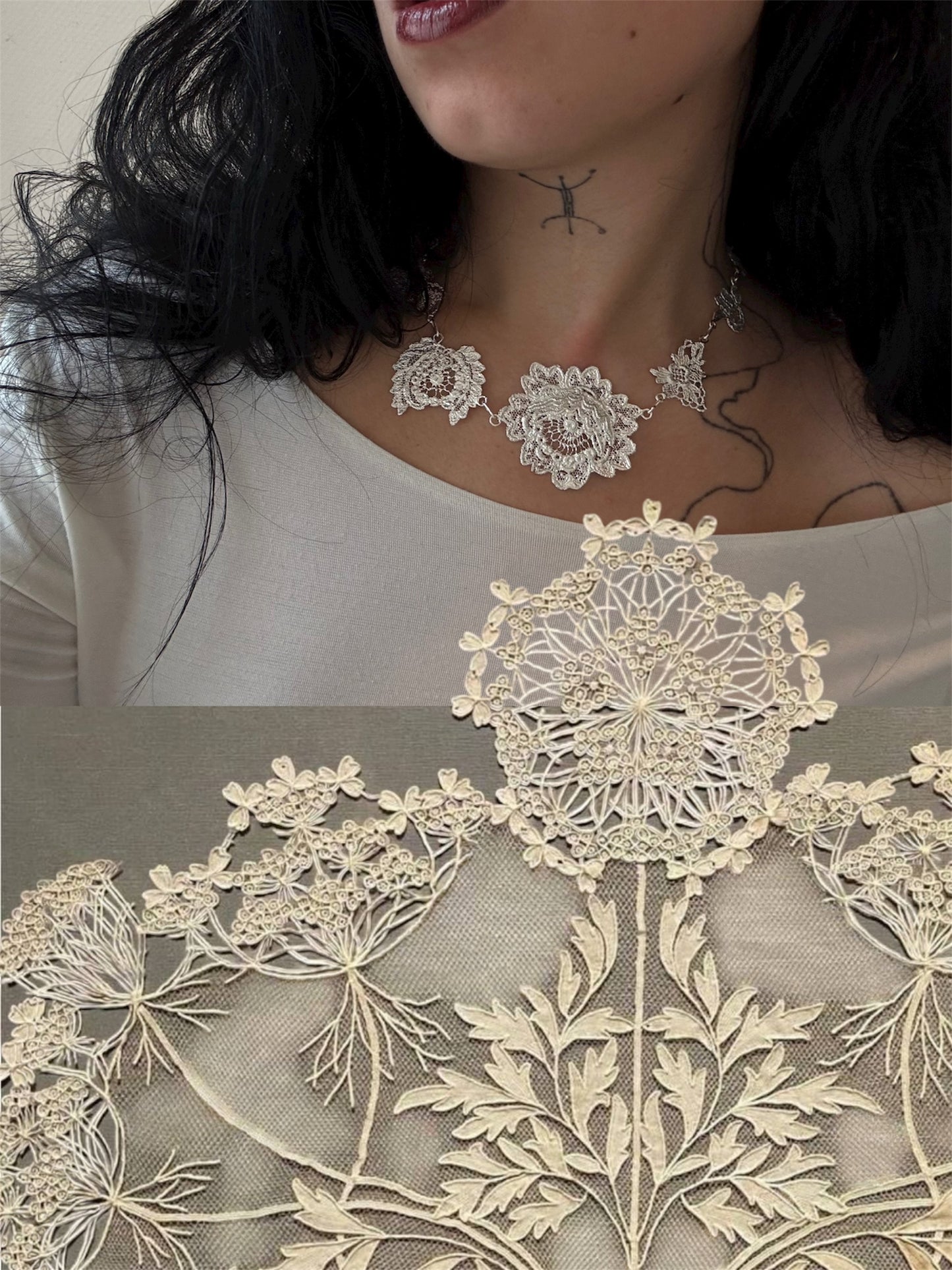 Lace flowers necklace